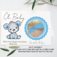 Oh Baby Bear Boy Baby Shower DIY Scratch Card