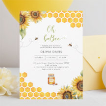 Oh Baby Bee Honey Baby Shower Invitation