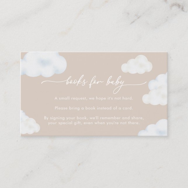 Oh Baby Beige Cloud Baby Shower Books for Baby Business Card (Front)