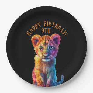 Oh Baby Big Cat Cub Birthday and Age Paper Plate