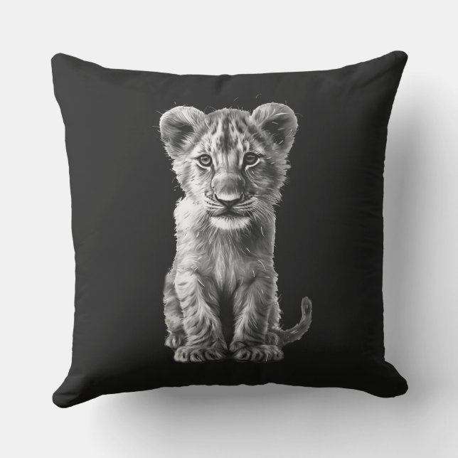 Oh Baby Big Cat Cub Grey Cushion (Back)