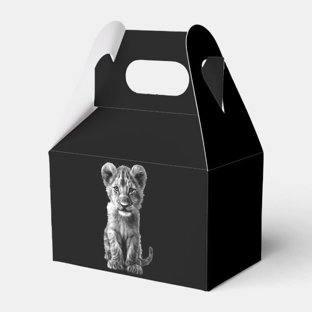 Oh Baby Big Cat Cub Grey Favour Box (Front Side)