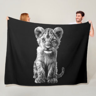Oh Baby Big Cat Cub Grey Fleece Blanket