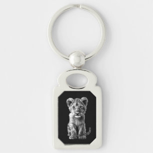 Oh Baby Big Cat Cub Grey Key Ring