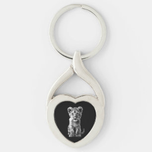 Oh Baby Big Cat Cub Grey Key Ring