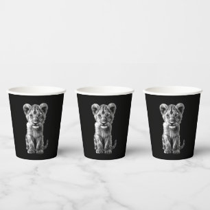 Oh Baby Big Cat Cub Grey Paper Cups