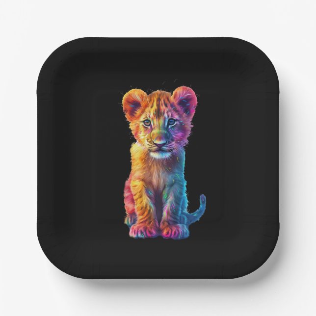 Oh Baby Big Cat Cub  Paper Plate (Front)