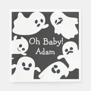 Oh Baby! Black & White Halloween Fall Baby Shower Napkin
