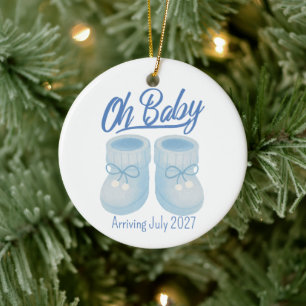 Oh Baby Blue Booties Pregnancy Announcement Ceramic Tree Decoration