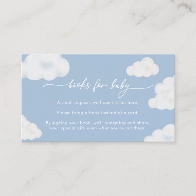 Oh Baby Blue Cloud Baby Shower Books for Baby Business Card (Front)