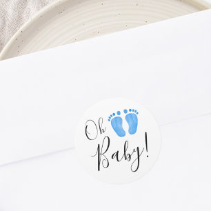 Oh Baby Blue Feet Classic Round Sticker