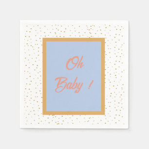 Oh Baby Blue Gold Ginkgo Leaf Baby Shower Napkin