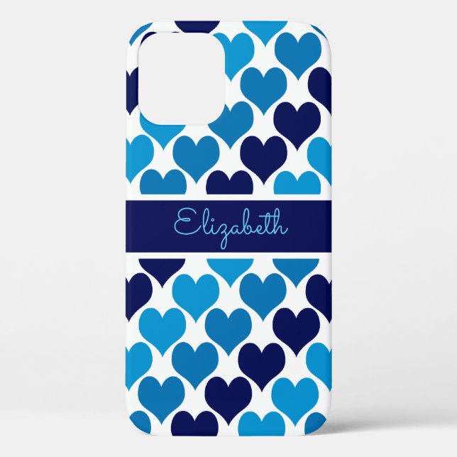 Oh Baby Blue Hearts Monogram Case-Mate iPhone Case (Back)