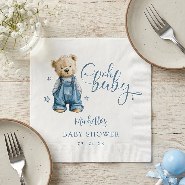 Oh Baby Blue Jean Baby Denim Baby Shower Napkin (Creator Uploaded)