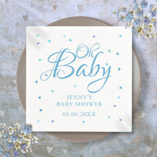 Oh Baby Blue Love Hearts Baby Shower / Sprinkle Napkin