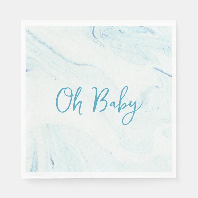 Oh Baby Blue Marble Boy Baby Shower Paper Napkin (Front)