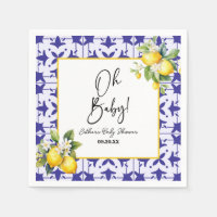 Oh Baby! Blue Mediterranean Tile Lemon Baby Shower
