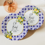 Oh Baby! Blue Mediterranean Tile Lemon Baby Shower Paper Plate<br><div class="desc">These are Oh Baby! Blue Mediterranean Tile Lemon Baby Shower Paper Plates!</div>