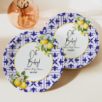 Oh Baby! Blue Mediterranean Tile Lemon Baby Shower