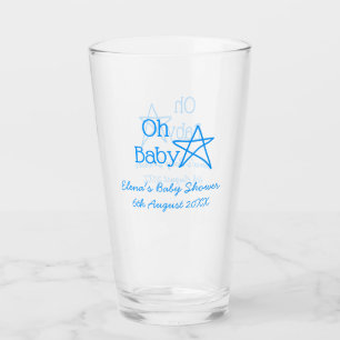 Oh baby blue star baby shower add name modern past glass