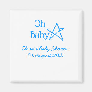 Oh baby blue star baby shower add name modern past magnet