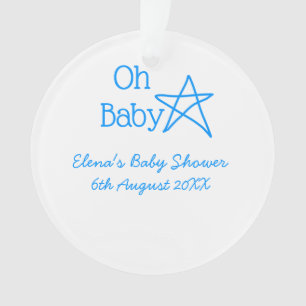 Oh baby blue star baby shower add name modern past ornament