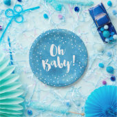 Oh Baby Blue Watercolor Baby Shower Paper Plate (Party)