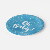 Oh Baby Blue Watercolor Baby Shower Paper Plate (Angled)