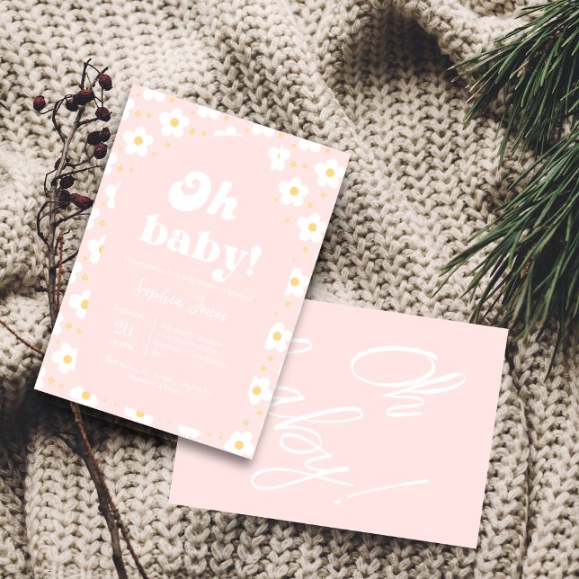 Oh Baby! Blush Pink Floral Baby Shower Invitation (Creator Uploaded)