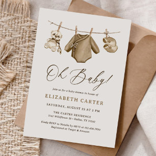 Oh Baby Boho Baby Clothes Boy Baby Shower Invitation