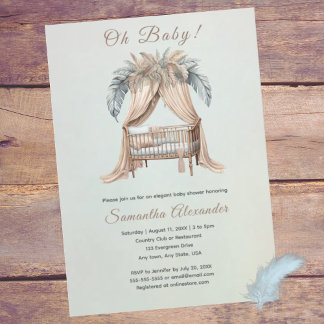 Oh Baby boho baby shower Invitation