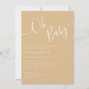 Oh Baby Boho Beige Gender Neutral Baby Shower  Invitation
