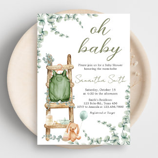 Oh Baby Boho Eucalyptus Baby Shower Invitation