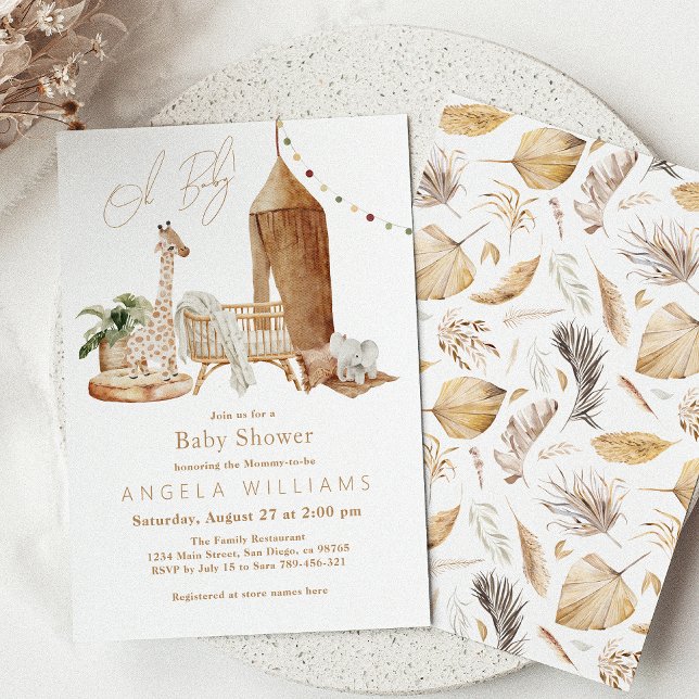 Oh Baby Boho Gender Neutral Baby Shower  Invitation (Creator Uploaded)