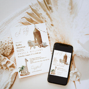 Oh Baby Boho Modern Gender Neutral Baby Shower Invitation