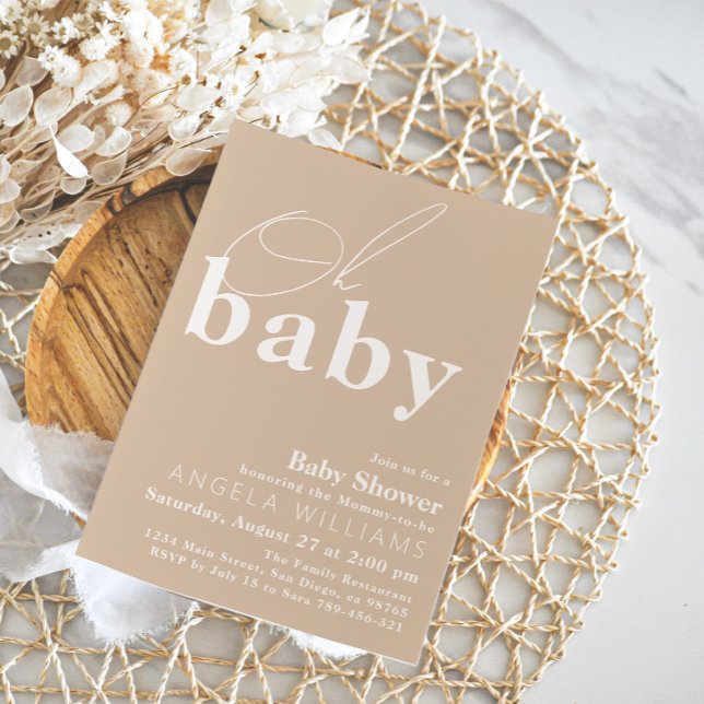 Oh Baby Boho Modern Simple Baby Shower  Invitation (Creator Uploaded)
