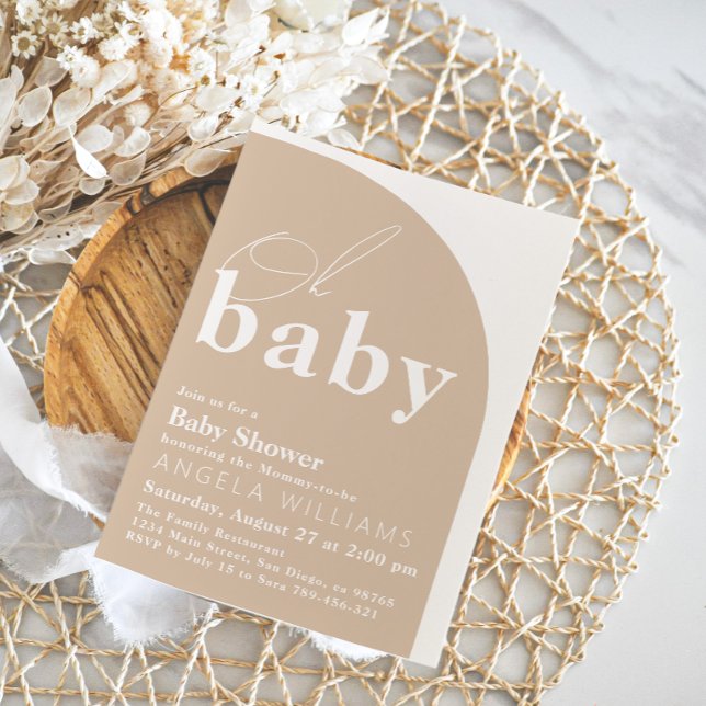 Oh Baby Boho Modern Simple Baby Shower  Invitation (Creator Uploaded)