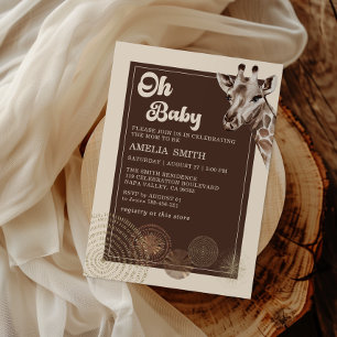 Oh Baby Boho Safari Giraffe Baby Shower Invitation