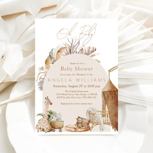 Oh Baby Boho Safari Nursery Neutral Baby Shower  Invitation