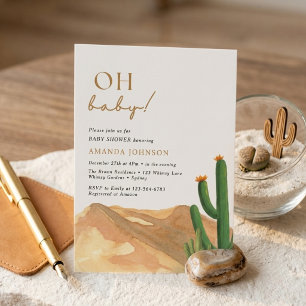 Oh Baby Boho Southwest Desert Cactus Baby Shower Invitation