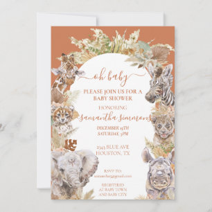 Oh Baby Boho Tropical Safari Jungle Animals    Invitation