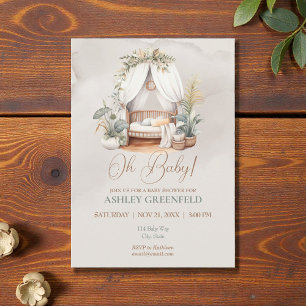 Oh Baby Boho Watercolor Baby Shower Invitation