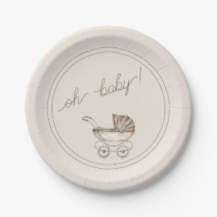 Oh Baby Boho  Watercolor Baby Shower  Paper Plate