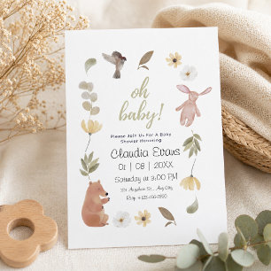 Oh Baby Boho Woodland Pastel Baby Shower Invitation