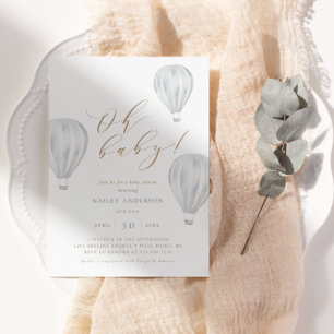 Oh Baby – Boy Baby Shower Hot Air Balloon Invitation