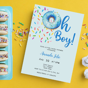 Oh Baby Boy Doughnut Theme Baby Shower Invitation