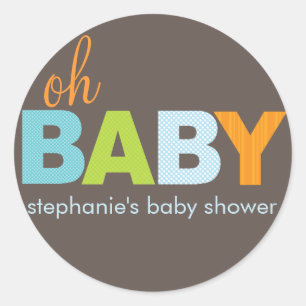 Oh Baby Boy Modern Baby Shower Sticker