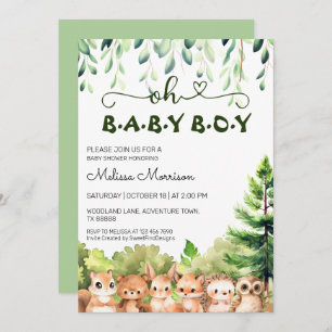 Oh Baby Boy Woodland Shower Invitation