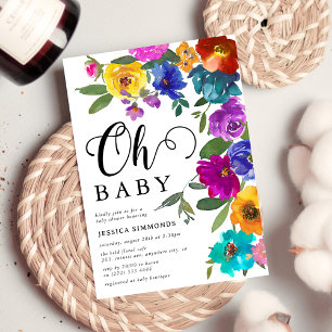 Oh Baby Bright & Bold Florals Baby Shower Invitation