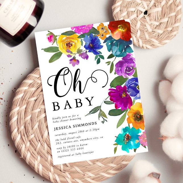 Oh Baby Bright & Bold Florals Baby Shower Invitation (Creator Uploaded)